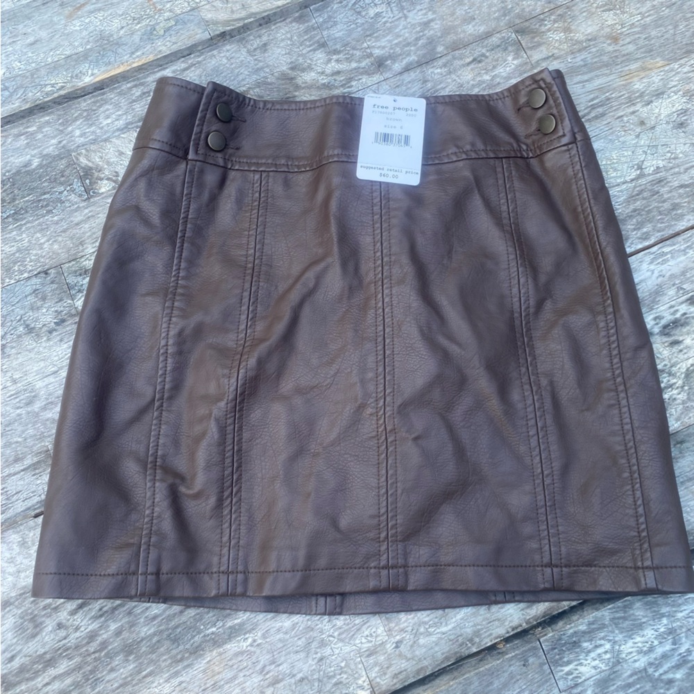 Nwt free people vegan dark brown skirt 6